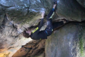 Guillaume Glairon Mondet climbing in Fontainebleau