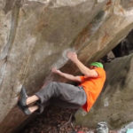 Chris Schulte climbing 8B boulder problems in Brione, Switzerland
